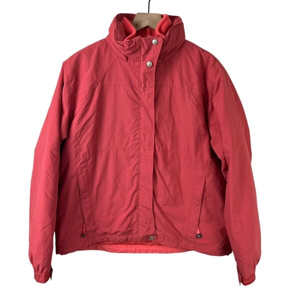 Vintage L.L. Bean Womens Large Coral Weather Channel 3 In 1 Coat Packable Hood‎ - Picture 1 of 8